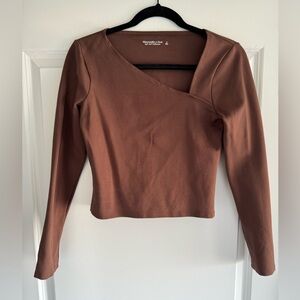 Abercrombie & Fitch Brown Long Sleeve Cropped Shirt